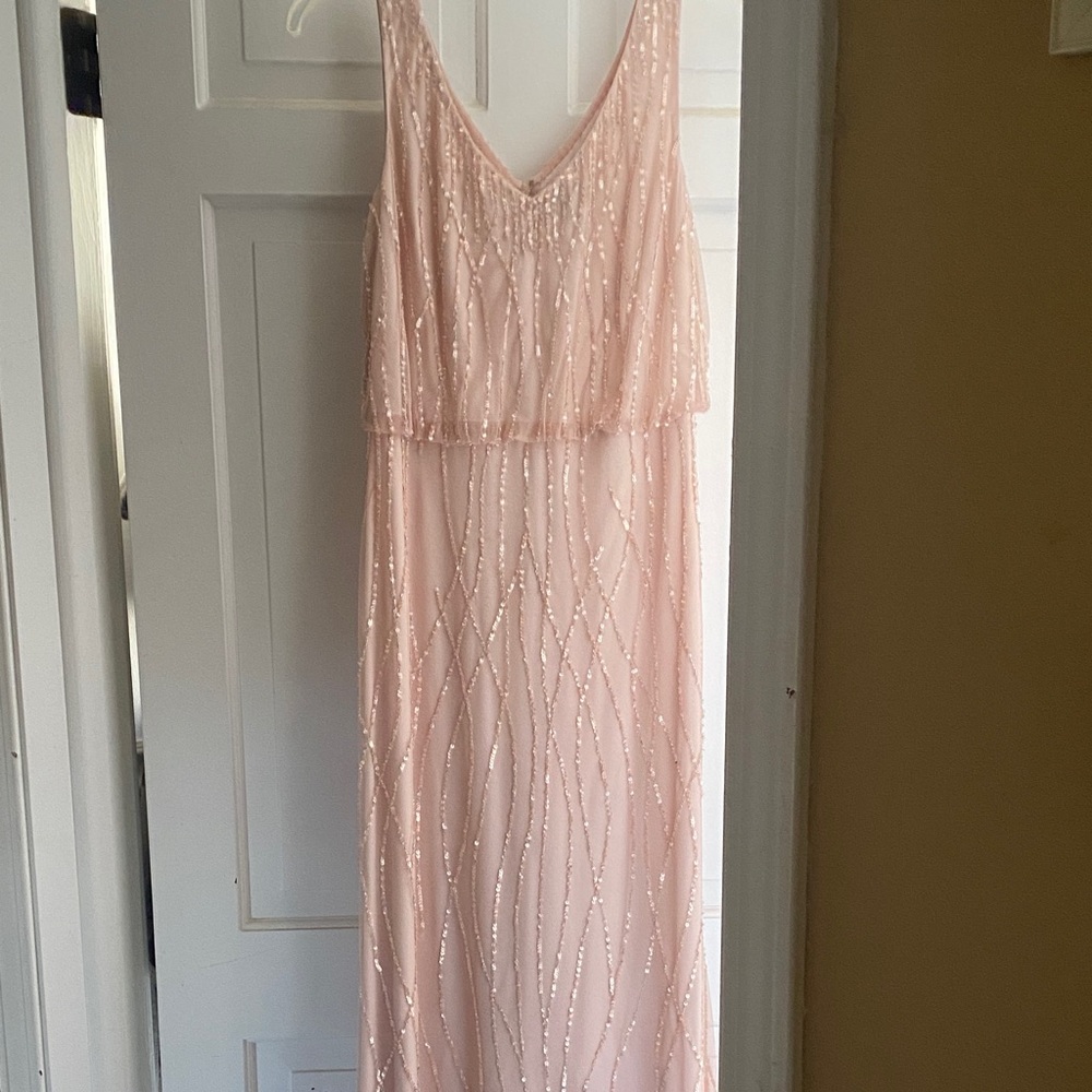 Adrianna Papell Lt Pink Beaded Maxi Dress prom/wedding/formal/special occasions